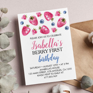 Berry Primer Día Invitación a Cumpleaños Tema de f
