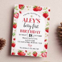 Berry Primer Día Invitación a Cumpleaños Tema de f