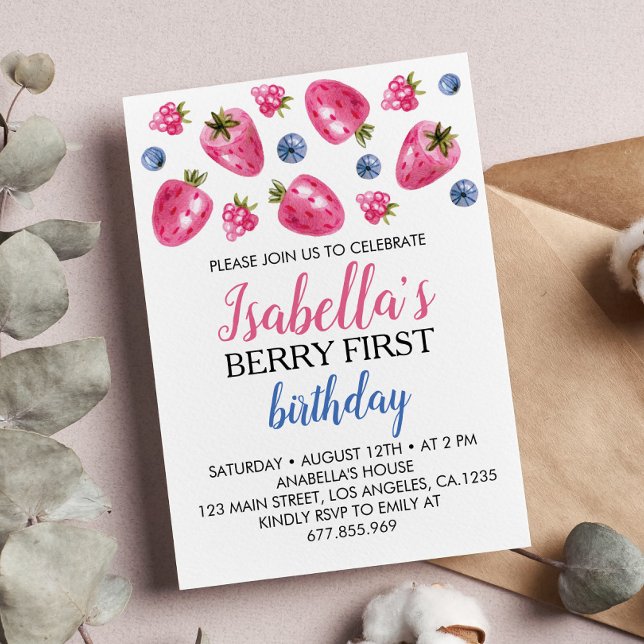 Berry Primer Día Invitación a Cumpleaños Tema de f (Subido por el creador)