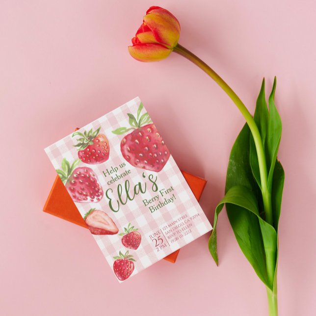 Berry primer verano fresa cumpleaños invitación (Subido por el creador)