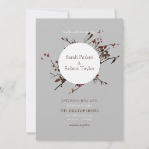 Berry Rojo Con Invitación De Boda De Fondo Gris