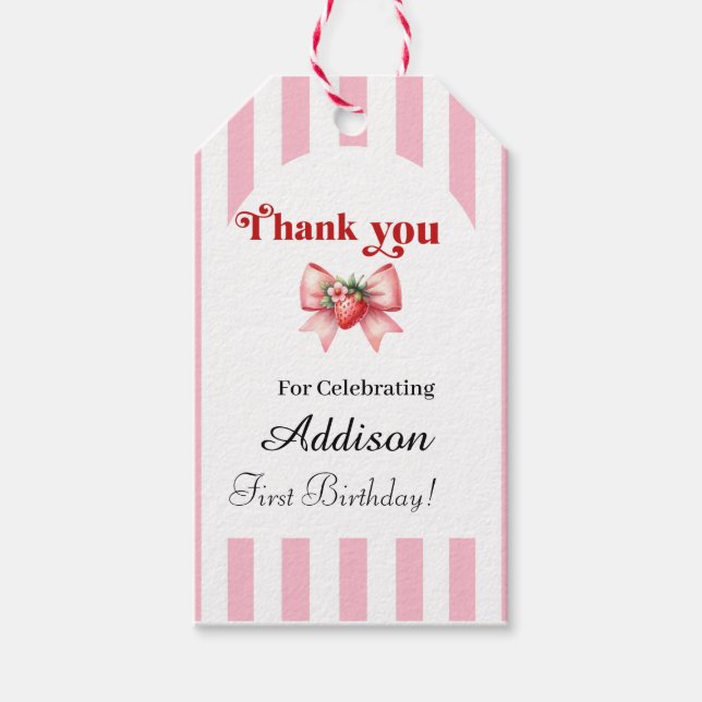 Berry-Sweet 1er cumpleaños etiqueta de regalo (Anverso)