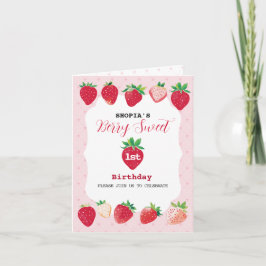 Berry Sweet 1er cumpleaños Invitación plegada