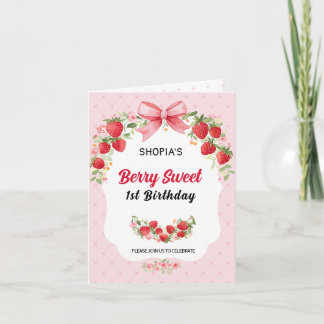 Berry Sweet 1er cumpleaños Invitación plegada