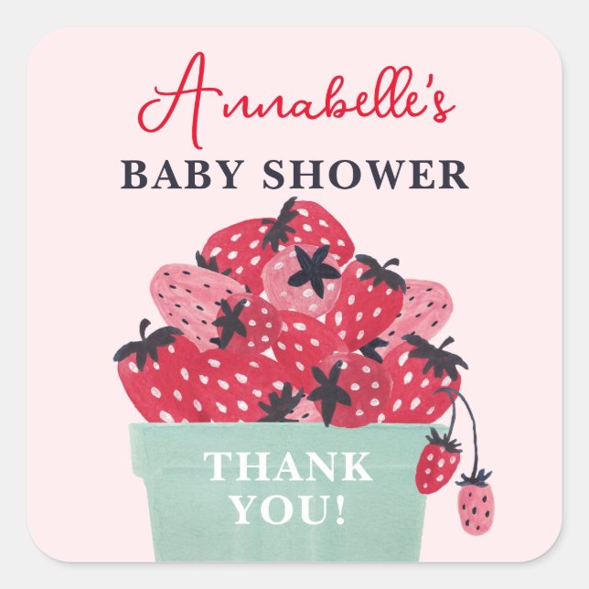 Berry Sweet Baby Shower Favor Pegatinas (Anverso)