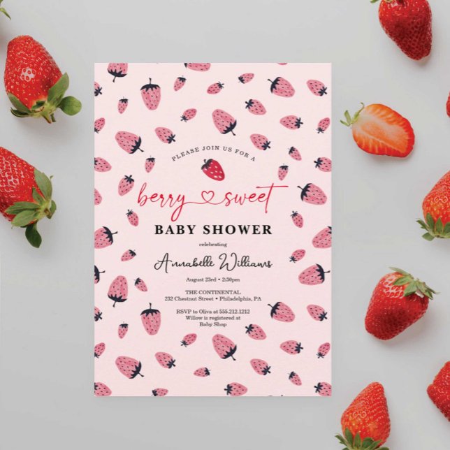 Berry Sweet Baby Shower Invitación Fresa (Subido por el creador)
