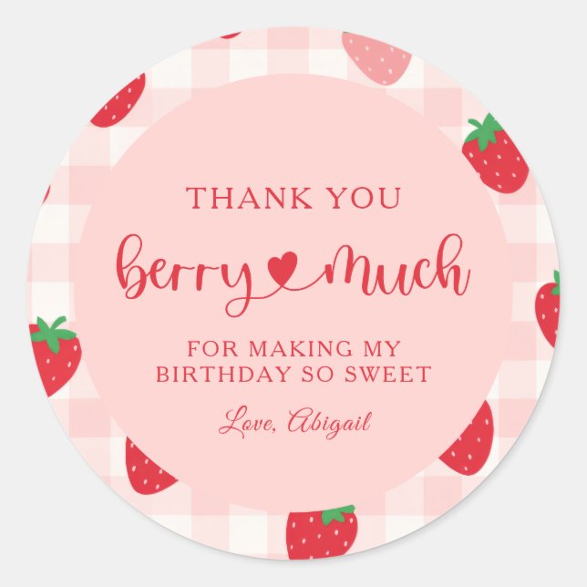 Berry Sweet Birthday Gracias Pegatina (Anverso)