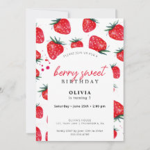 Berry Sweet Birthday Spring Summer Invitación
