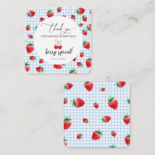 Berry Sweet First Birthday Tarjeta de agradecimien (Anverso / Reverso)