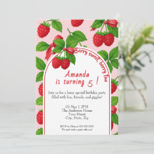 Berry Sweet Raspberry Kids Invitación de cumpleaño
