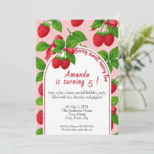 Berry Sweet Raspberry Kids Invitación de cumpleaño