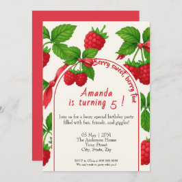 Berry Sweet Raspberry Kids Invitación de cumpleaño