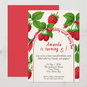 Berry Sweet Raspberry Kids Invitación de cumpleaño
