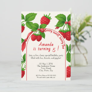 Berry Sweet Raspberry Kids Invitación de cumpleaño