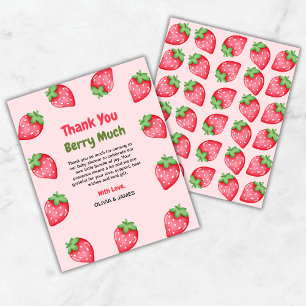 Berry Sweet Strawberry Baby Shower Gracias Tarjeta