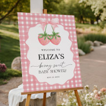 Berry Sweet Strawberry Gingham Baby Shower Welcome