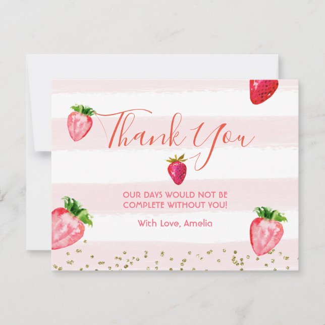 Berry Sweet Strawberry Gracias Tarjeta de Nota (Anverso)