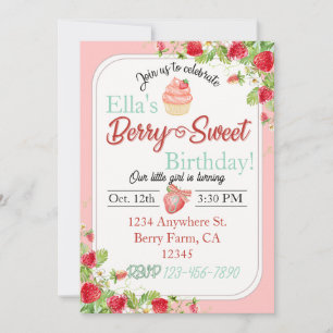 Berry Sweet, tema de fresa Invitación al cumpleaño