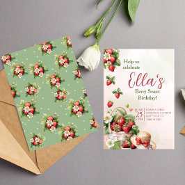 Berry Sweet verano fresa Invitación al cumpleaños