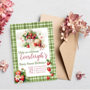 Berry Sweet verano fresa Invitación al cumpleaños