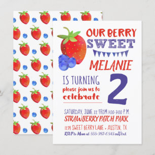 Berry Sweet Watercolor Invitación Red Blue