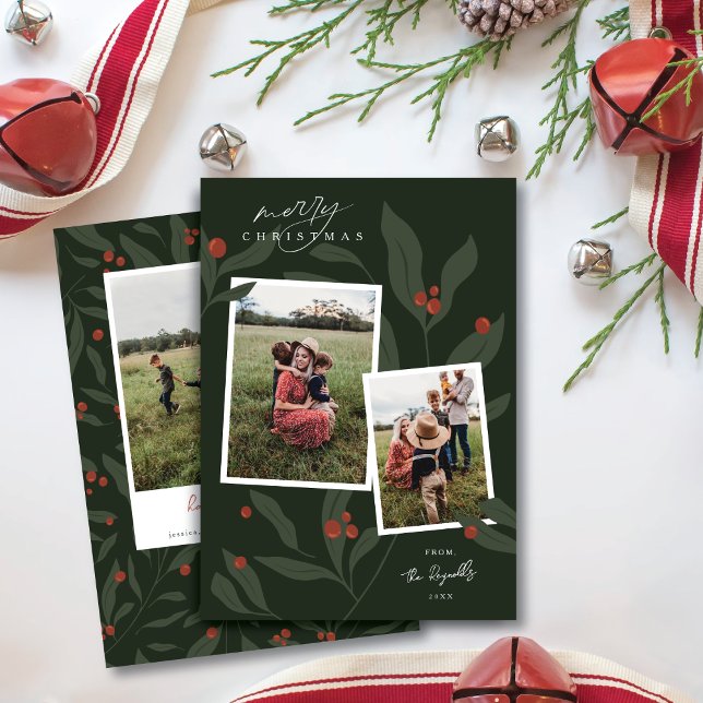 Berryful Botanical Multi Photo Navidad Card (Subido por el creador)