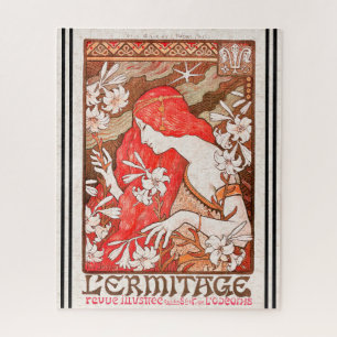 Berthon Art Nouveau Lady Gigante Puzzle Flower