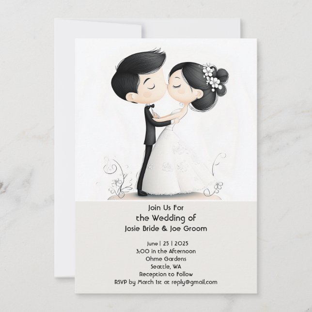Besa la invitación a la boda de la novia (Anverso)