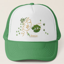 Bésame Shamrock labios Gorra verde blanco
