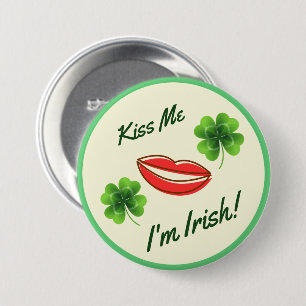 Bésame Soy Irlandés Botón del Día de San Patricio