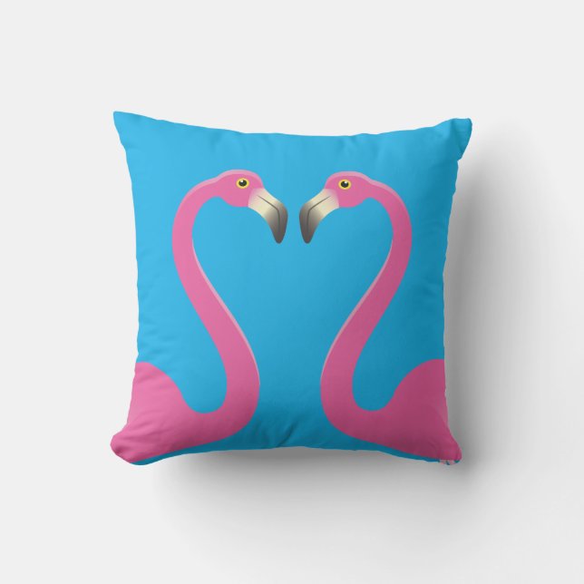 Besando flamencos Azul almohada exterior (Anverso)