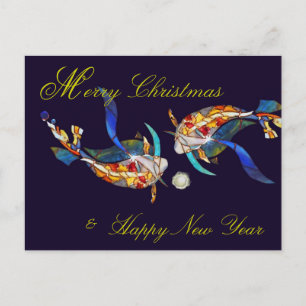 Besando Koi Feliz Navidad y postal de Año Nuevo
