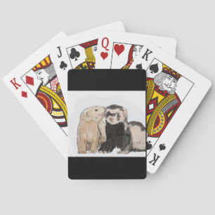 Besando las cartas de juego de los hurones
