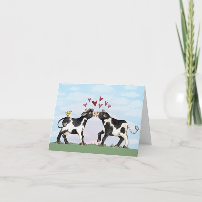 Besando vacas - Tarjeta de San Valentín (Anverso)