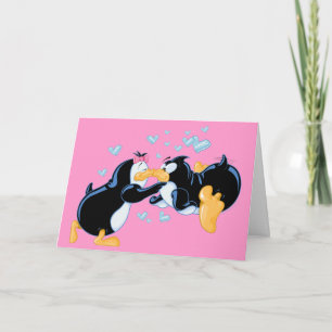 Besar la tarjeta de felicitación de los pingüinos