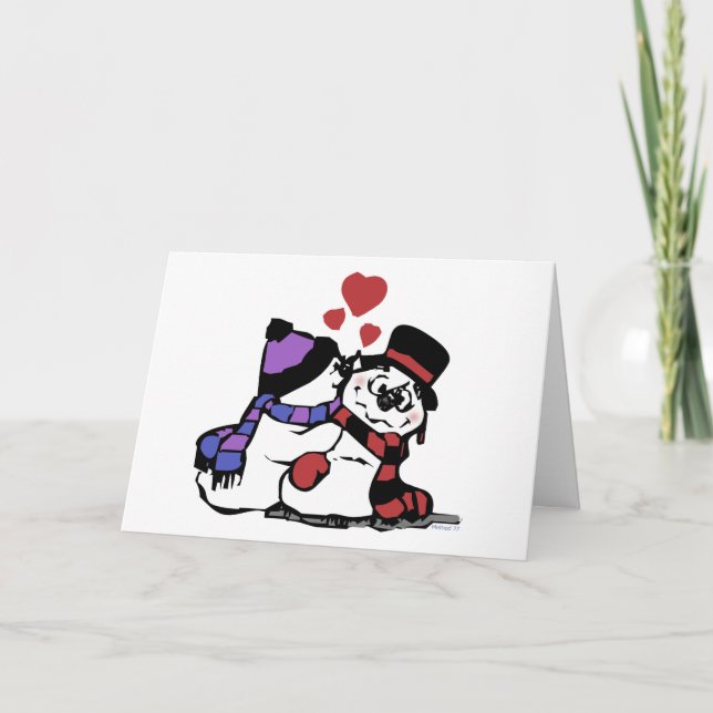 Besar la tarjeta de Navidad del muñeco de nieve (Anverso)