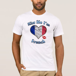 Béseme que soy camiseta francesa de la bandera -