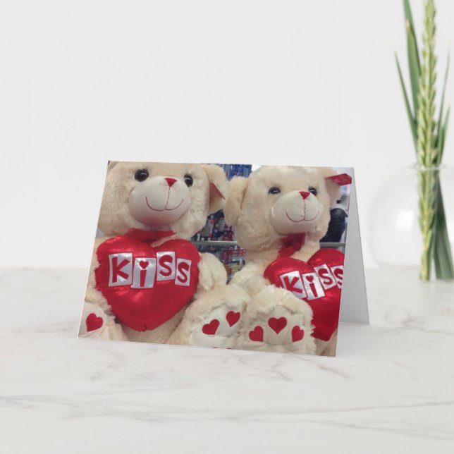 Beso Amor Teddy Bear Bears Tarjeta El día de San V (Anverso)