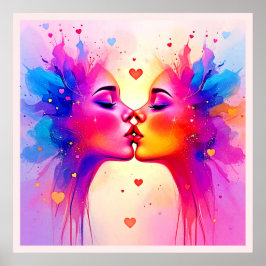 Beso colorido arte abstracto