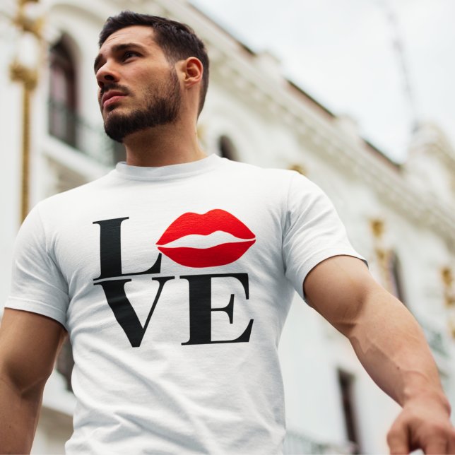 Beso de amor Rojo Lips Novio camiseta moderna (Subido por el creador)