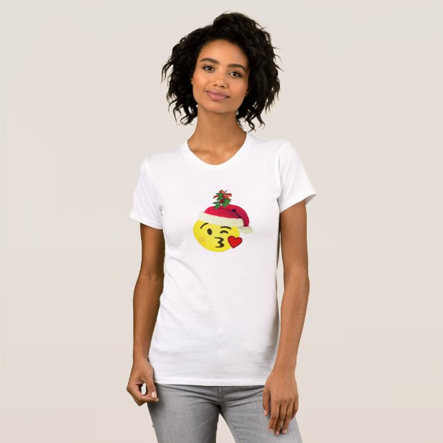 Beso de emoji bajo diseño de camisetas de navidade (Anverso completo)