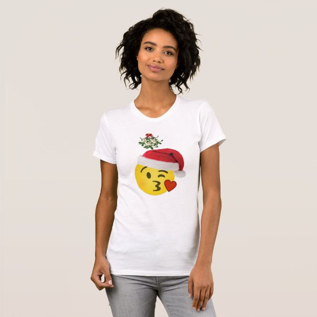 Beso de emoji bajo diseño de camisetas de navidade (Anverso completo)