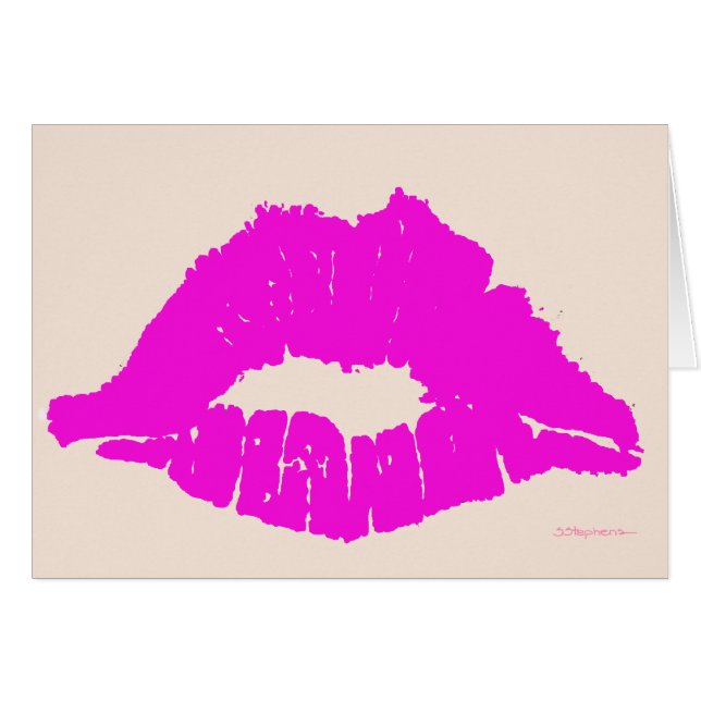beso rosado en la tarjeta feliz blanca del (Anverso (Horizontal))