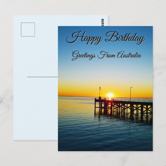 Besos al atardecer, tarjeta postal de cumpleaños d (Anverso / Reverso)