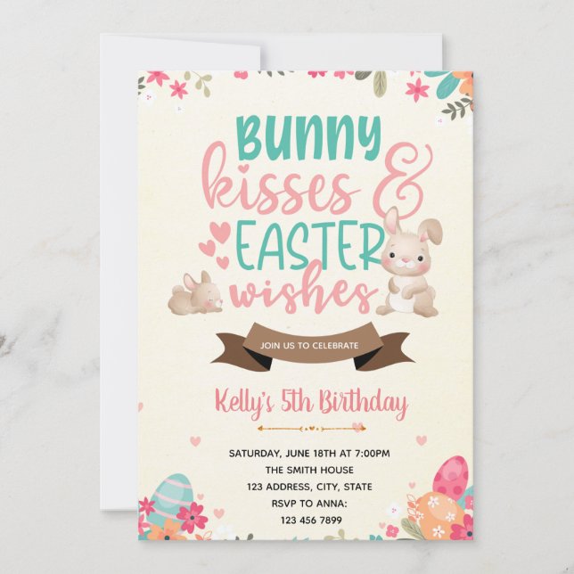 Besos conejitos y invitación a los deseos de Pascu (Anverso)