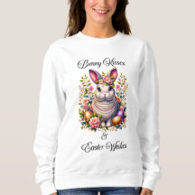 Besos conejitos y pascua con la sudadera de las mu