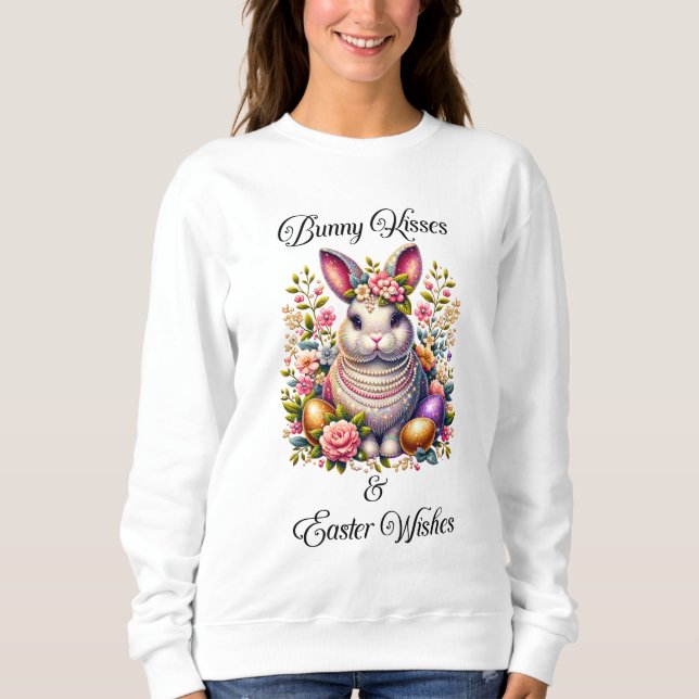 Besos conejitos y pascua con la sudadera de las mu (Anverso)