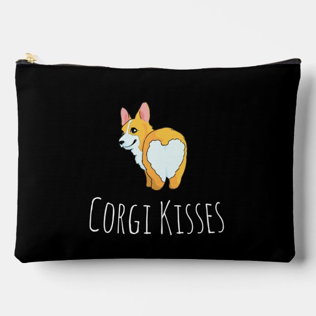 'Besos de Corgi' Divertida Bolsa de Maquillaje Neg (Anverso)