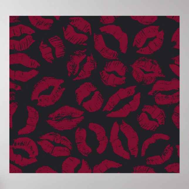Besos de lápiz labial: impresiones rojas oscuras (Frente)