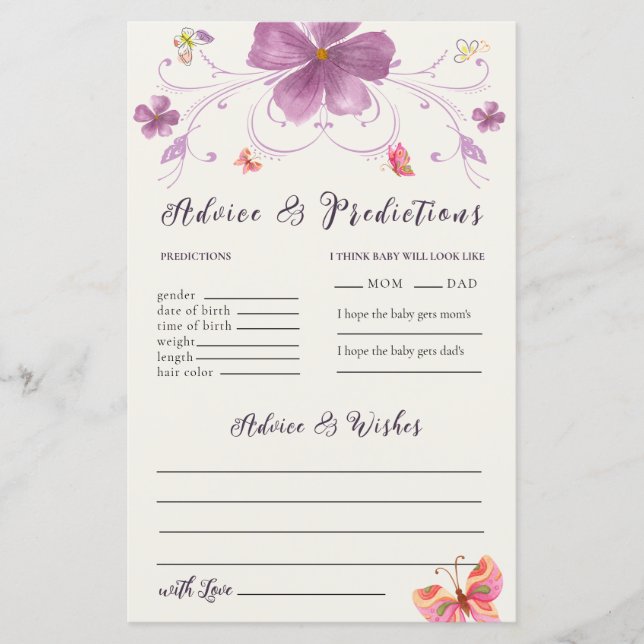 Besos de mariposa con tarjetas de consejo y predic (Anverso)